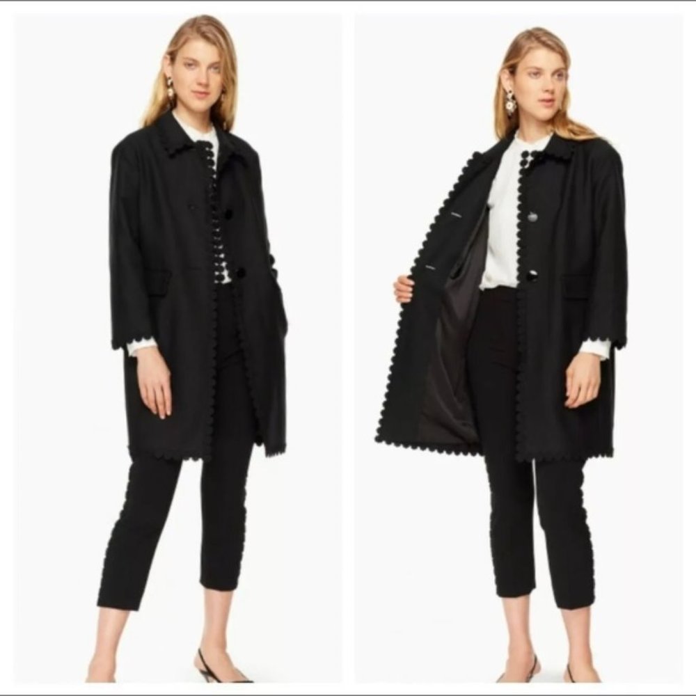 Kate Spade Floral Lace Trim Coat black Jacket